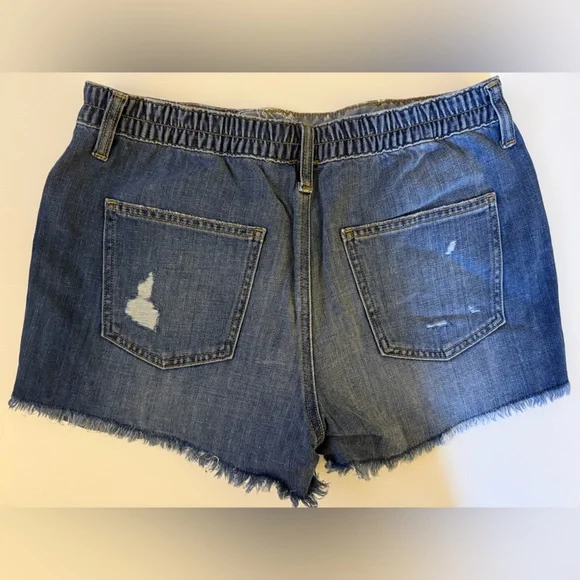 Aerie Distressed Blue Denim Shorts - Picture 2 of 3